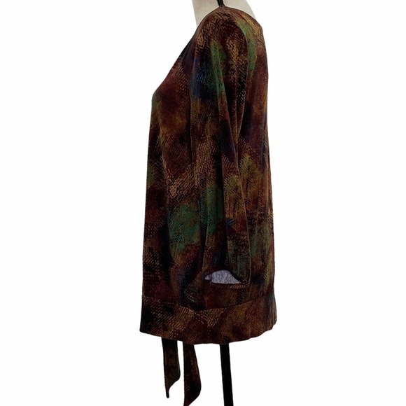 COLDWATER Creek Printed Side Tie Waist Blouse L - Picture 5 of 11